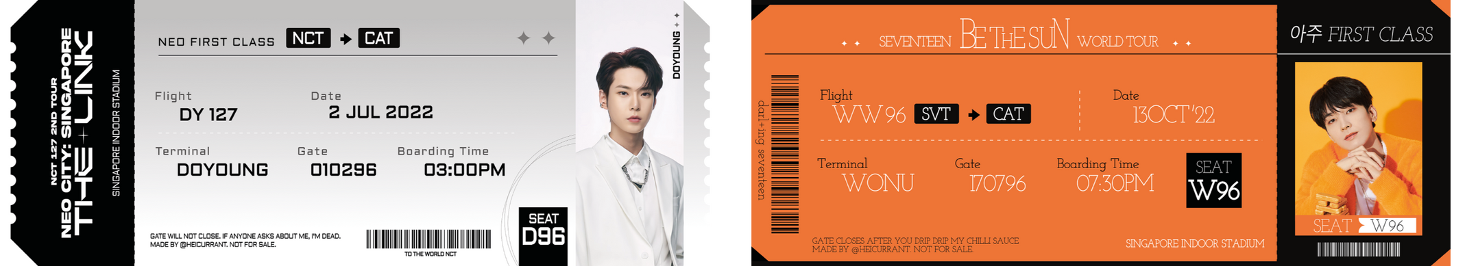 Fanmade Concert Ticket for NCT &amp; SEVENTEEN's concerts in Singapore